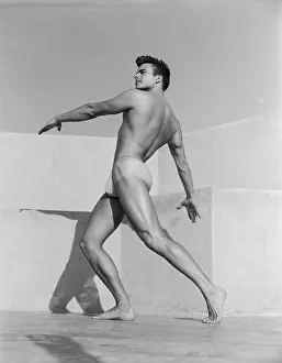 Nude Prints: Nude Muscular Young Man Poses Outdoors in Sun c.1956