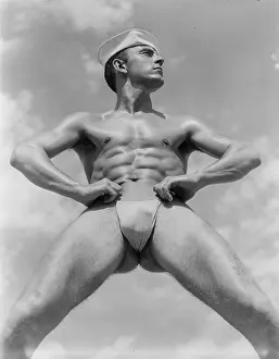 Sailor Prints: Nude Sailor Stands High Above Arms Akimbo c.1952