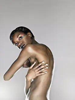 Make Up Prints: Nude young woman covering chest