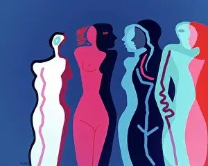 Side By Side Prints: Nudes: Blue & Purple Diana Ong (b.1940 Chinese-American) Computer graphics