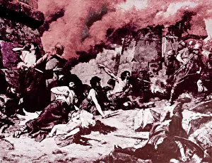 Siege Prints: Numancia (Numancia's Last Day) 1881 by Alejo Vera y Estaca