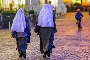 Catholic Prints: two nuns walking, Rome