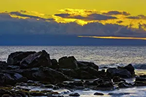 Peacefulness Prints: Ocean at sunset, Lanai, Kahana, Maui, Hawaii, USA