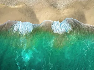 Oceanic Prints: Ocean waves are crashing the pacific ocean beach, Baja California