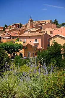 Church Prints: Ochre coloured houses at Roussillon, Vaucluse, Provence, France, Europe