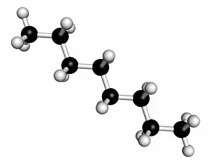 Composition Prints: Octane hydrocarbon molecule. Component of petrol (gasoline)