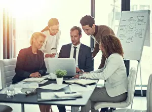 Invest Prints: Office, teamwork and business people with laptop for solution