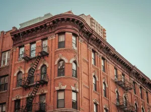 Windows Prints: old brick building with windows New York City