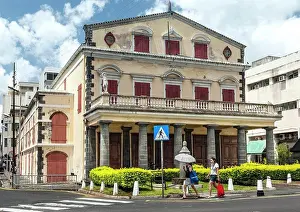 Colonial Prints: Old building in Port Louis which is the capital of Mauritius