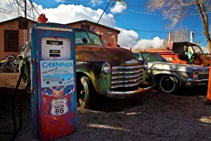 Arizona Prints: Old cars on Route 66, Seligman, Arizona