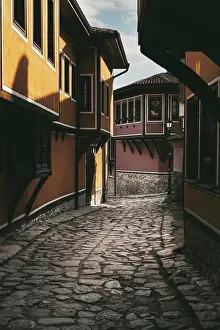 Full Length Prints: Old European Cobblestone City Street