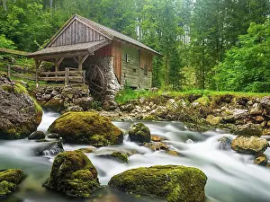 Cascade Prints: Old mill at the Golling waterfall, Golling, Tennengau, Land Salzburg, Austria, Europe