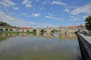 Arch Bridge Prints: Old Main Bridge, historic stone arch bridge over the Main