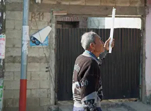 Old Man With A Candle In The Easter Sunday Procession To The Church, San Luis, Sacatep