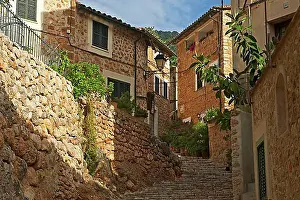 Geography Prints: Old town alleys in Fornalutx, Majorca, Balearic Islands, Spain, Europe