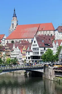 : Old town with Stiftskirche Church and the Neckar River