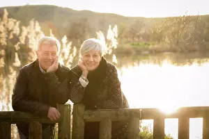 People In Nature Prints: older couple models in love in the sunset