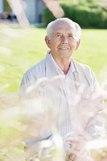 Negative Space Prints: Older man standing in backyard, East Grinstead, UK