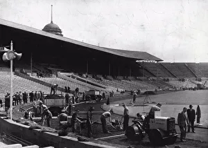 Olympic Prints: Olympic Change Over At Wembley Stadium : A busy scene at famous Wembley Stadium this morning