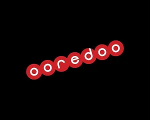 Background Plain Colored Prints: Ooredoo Algeria, rotated logo, black background