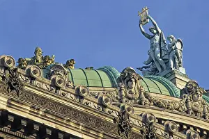 Opera House Prints: Opera Garnier, roof sculpture of Apollo with Poetry and Music