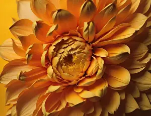 Dahlia Prints: Orange dahlia flower close-up. Floral background. generative ai