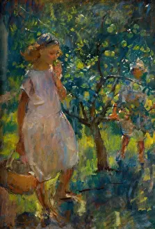 1937 Prints: The Orchard, 1937 By Henry Tonks (d.1937), Girl, Tree, Oil Painting, Apple