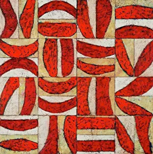 Petals Prints: Organic petals in brilliant red colors with thick applications of encaustic make a bold statement