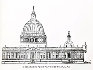 Architec Ture Prints: Original design for St Paul's Cathedral by Sir Christopher Wren (1632-1723) British architect