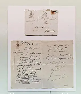 Written Prints: Original letter with handwriting from the composer Giacomo Puccini to Luigi de Servi