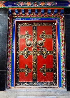 Capital Cities Prints: Ornate closed door of a palace, Potala Palace, Lhasa, Tibet