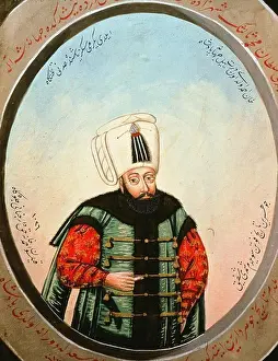 Muslim Prints: Ottoman Sultan SELIM II 1524-74, Watercolour, 19th century