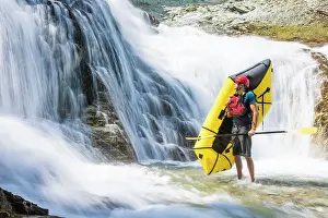Manly Prints: Outdoor adventure portrait, river rafting scenic, British Columbia