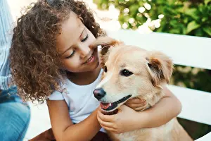 Home Prints: Outdoor, girl and smile for dog