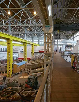 General View Prints: Overall view along mezzanine towards industrial hall