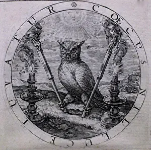Blindness Prints: The owl as a symbol of blind opinion; an etching in George Wither's A Collection of Emblemes