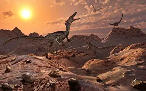 Toughness Prints: A pack of carnivorous Velociraptors from the Cretaceous period on Earth