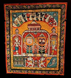 Hindu Prints: Painted cotton The child Krishna Orissa