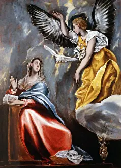 Angel Prints: Painting depicting the Annunciation the Christian celebration of the announcement by the angel Gabriel to the Virgin