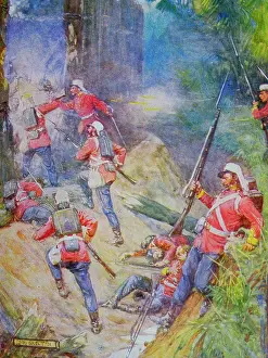 Soldiers Prints: Painting depicting British soldiers shouting their war-cry as they charged the beach by Joseph Ratcliffe Skelton