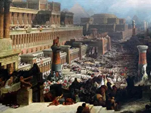 Judaism Prints: Painting depicting the Exodus by David Roberts (1796-1864) a Scottish painter. Dated 1830