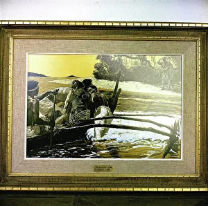 Kennedys Prints: Painting depicting President Kennedy's World War II (WWII) rescue in the South Pacific