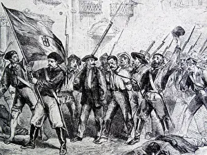 Sicily Prints: Painting depicting a scene from the Sicilian revolution of 1848