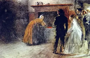 Visit Prints: Painting depicting the visit from the madwoman after the marriage of Jane Eyre
