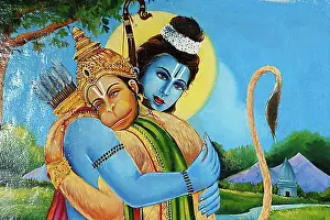 Colourful Prints: Painting of Hanuman with the god Rama