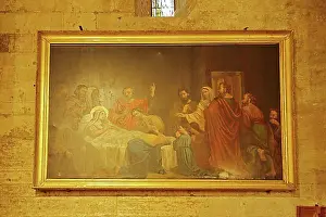 Interior Photo Prints: Painting Jesus and Disciple Healing Sick Man in Bed