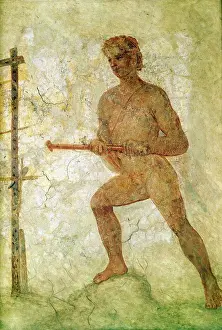 Illustration Technique Prints: Painting of standing naked man, France, Paris, Musee du Louvre