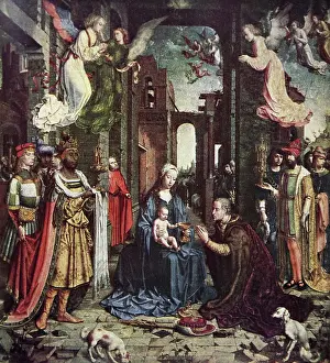 Adoration Prints: Painting titled The Adoration of the Kings by Jan Gossaert (1478-1532)