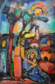 Draughtsman Prints: Painting titled The Flight into Egypt by Georges Rouault (1871-1958) French painter