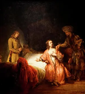 Paint Prints: Painting titled Joseph Accused by Potiphar's Wife by Rembrandt (1606-1669) a Dutch draughtsman